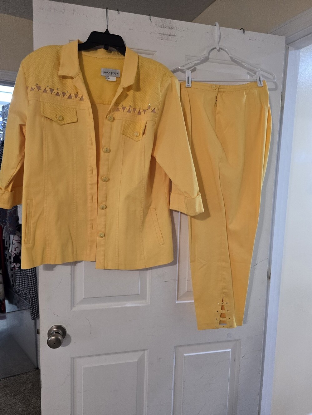 Vintage Nancy Bolen City Girl Yellow Women's Pantsuit Jacket & Pants